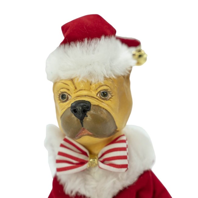 Cane con Abito Natalizio Bianco e Rosso H.45 cm