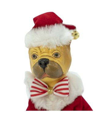 Cane con Abito Natalizio Bianco e Rosso H.45 cm Cane con Abito Natalizio Bianco e Rosso H.45 cm