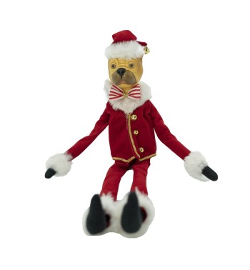 Cane con Abito Natalizio Bianco e Rosso H.45 cm Cane con Abito Natalizio Bianco e Rosso H.45 cm