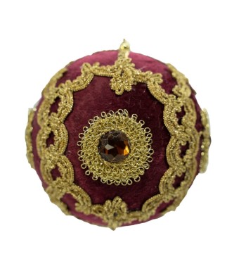 Palla in Velluto Burgundy e Oro con Gioiello D.12 cm