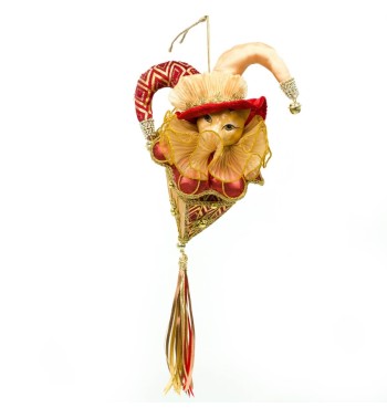 Gatto con Cappello da Jolly Natalizio Rosso e Oro 15x35 cm