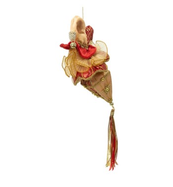 Gatto con Cappello da Jolly Natalizio Rosso e Oro 15x35 cm