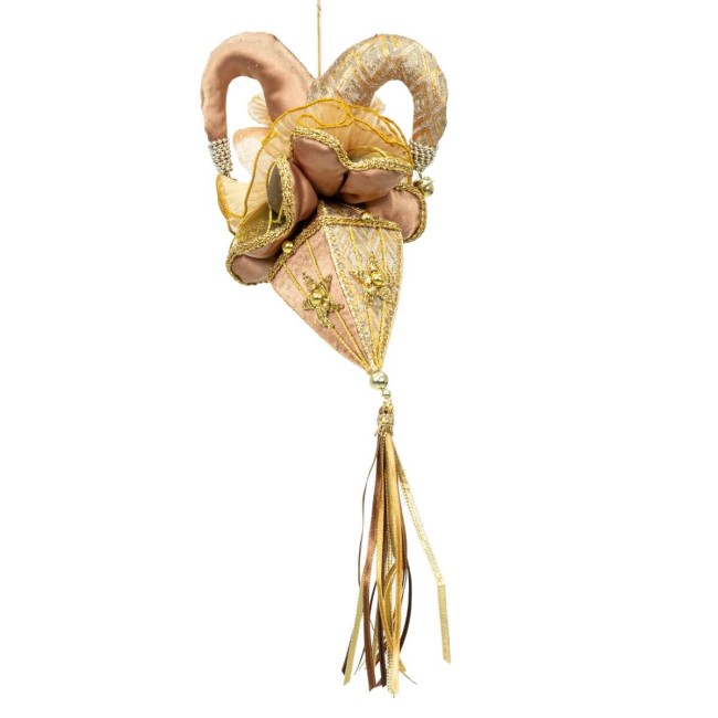 Gatto con Cappello da Jolly Natalizio Oro Anticato 15x35 cm