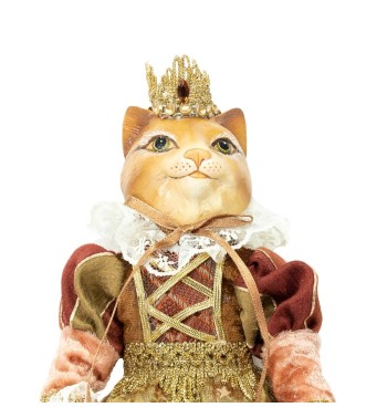 Mr. & Mrs. Gatto con Abito Burgundy e Oro H.35 cm