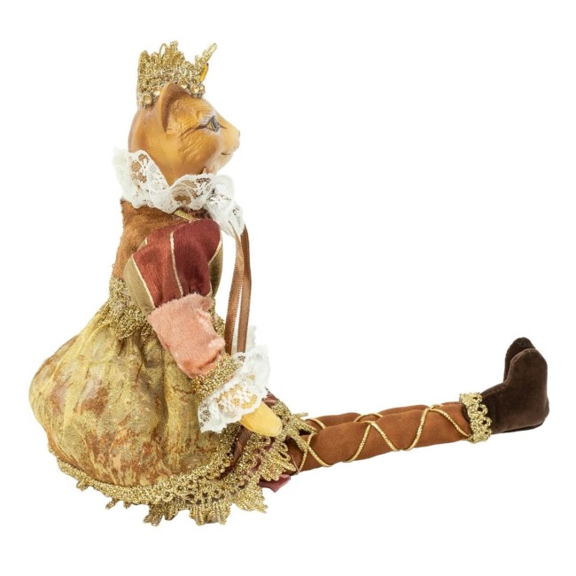 Mr. & Mrs. Gatto con Abito Burgundy e Oro H.35 cm