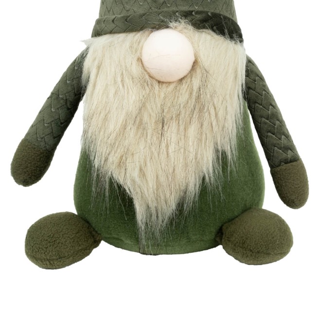 Gnomo Natalizio con Abito Verde e Barba Beige 2 Misure