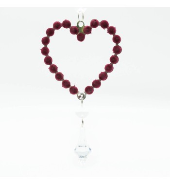 Cuore Natalizio in Velluto Bordeaux da Appendere