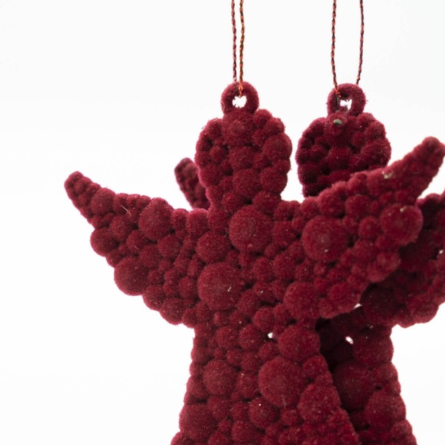 Angeli Natalizi in Velluto Bordeaux Conf. da 2 Pz