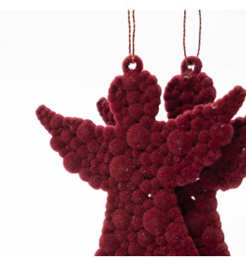 Angeli Natalizi in Velluto Bordeaux Conf. da 2 Pz