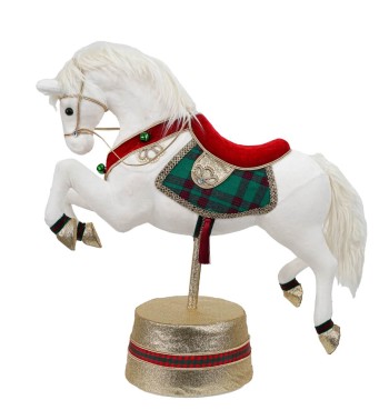 Cavallo Natalizio Bianco su Stand H.66 cm