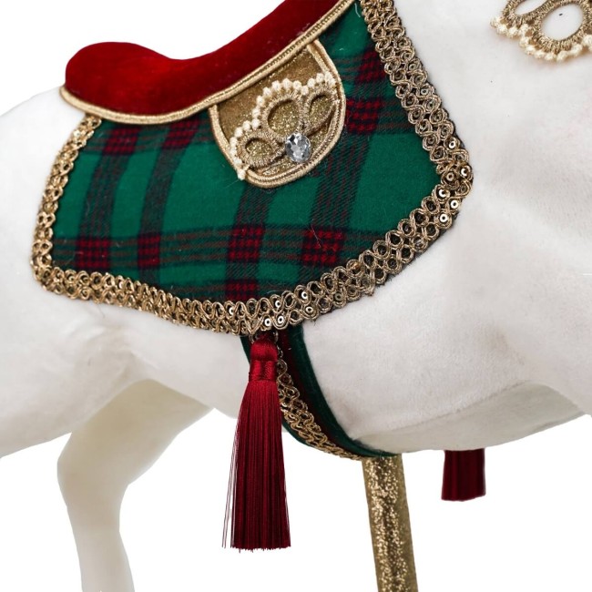 Cavallo Natalizio Bianco su Stand H.66 cm
