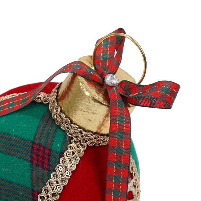 Palla Natalizia in Velluto e Tartan D.25 cm