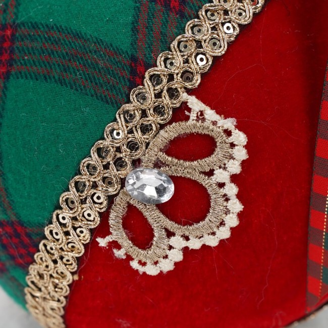 Palla Natalizia in Velluto e Tartan D.25 cm