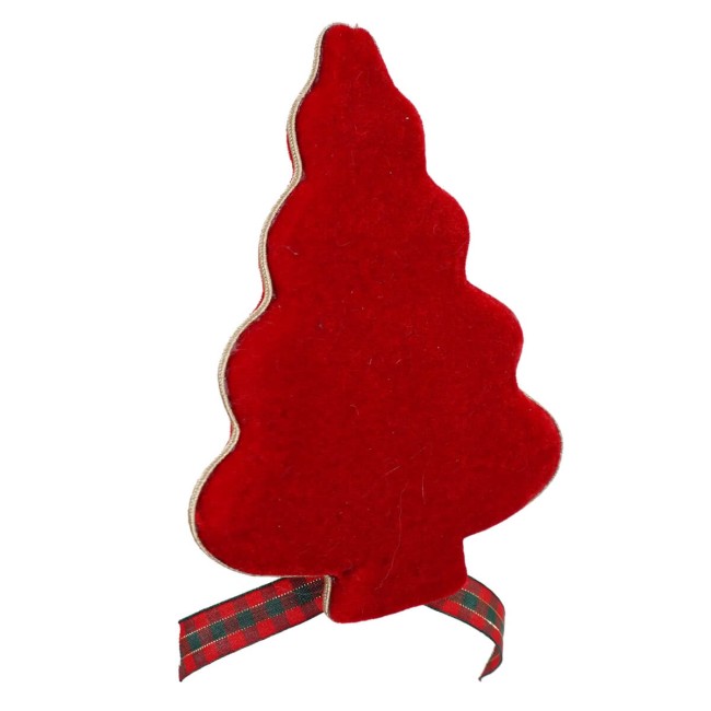 Alberello Natalizio da Appendere in Tartan e Velluto H.19 cm
