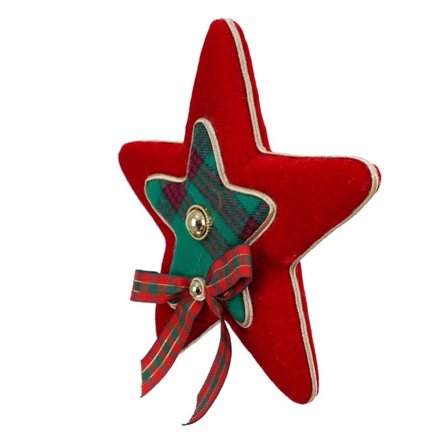 Stella Natalizia da Appendere in Tartan e Velluto H.18 cm
