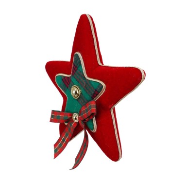 Stella Natalizia da Appendere in Tartan e Velluto H.18 cm