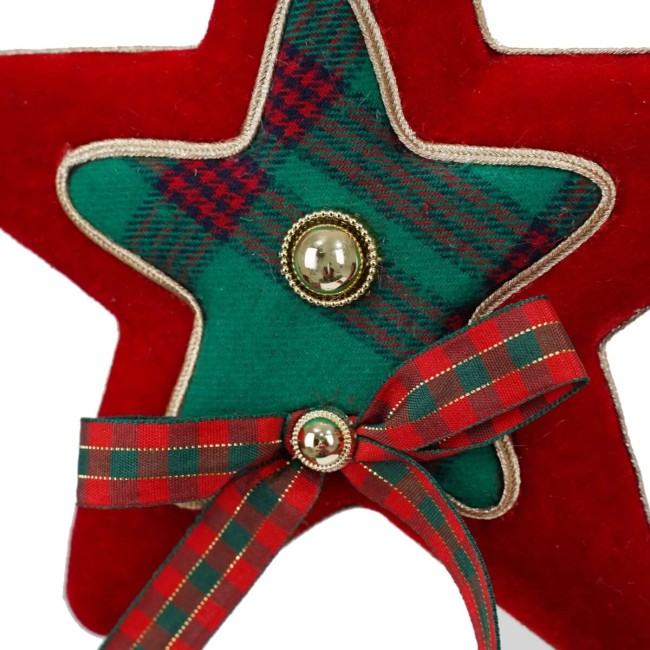 Stella Natalizia da Appendere in Tartan e Velluto H.18 cm