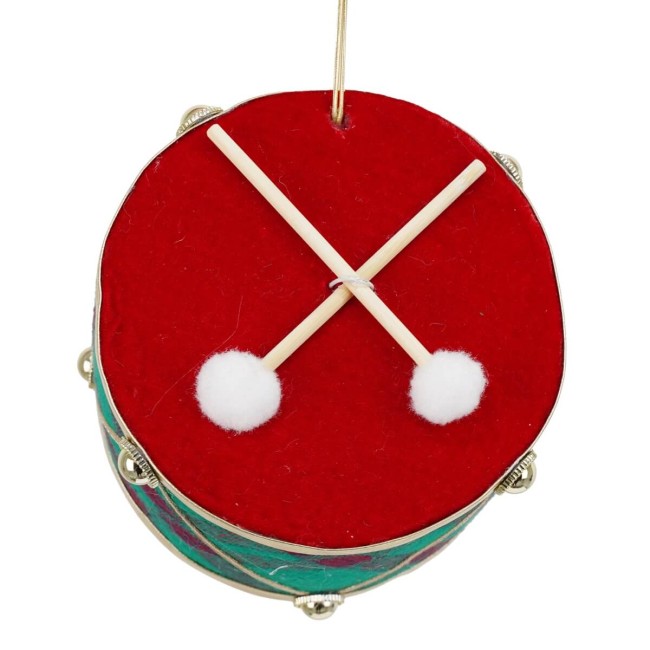 Tamburo Natalizio da Appendere in Tartan e Velluto H.10 cm