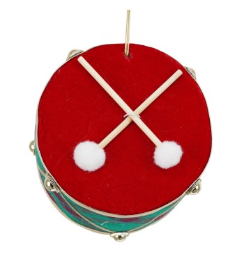 Tamburo Natalizio da Appendere in Tartan e Velluto H.10 cm