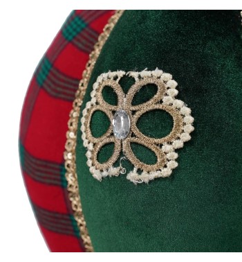 Mongolfiera Natalizia da Appendere in Tartan e Velluto H.58 cm