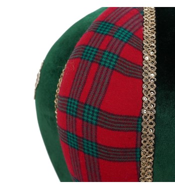 Mongolfiera Natalizia da Appendere in Tartan e Velluto H.58 cm