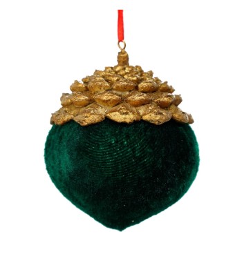 Pigna Natalizia in Resina Oro e Velluto H.10xD.8 cm
