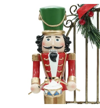 Schiaccianoci Natalizi in Resina con Cancello in Ferro H.22,5 cm