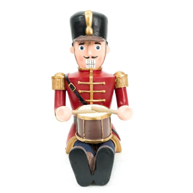 Schiaccianoci Natalizio Seduto con Tamburo H.17,5 cm