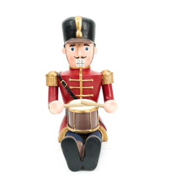 Schiaccianoci Natalizio Seduto con Tamburo H.17,5 cm