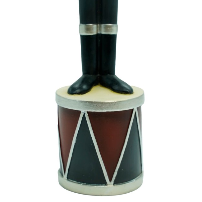 Soldatino Natalizio in Resina su Tamburo Rosso e Nero H.35 cm