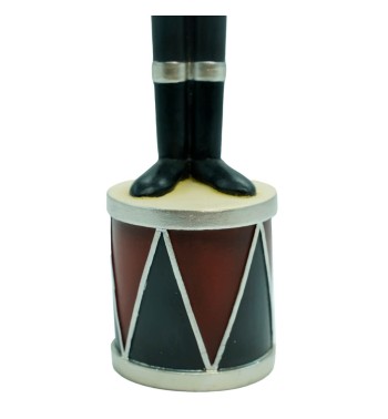 Soldatino Natalizio in Resina su Tamburo Rosso e Nero H.35 cm