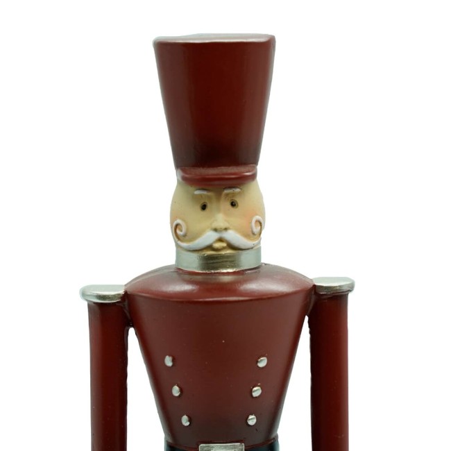 Soldatino Natalizio in Resina su Tamburo Rosso e Nero H.35 cm