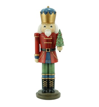 Schiaccianoci Natalizio in Resina con Giacca Rossa H.38,3 cm