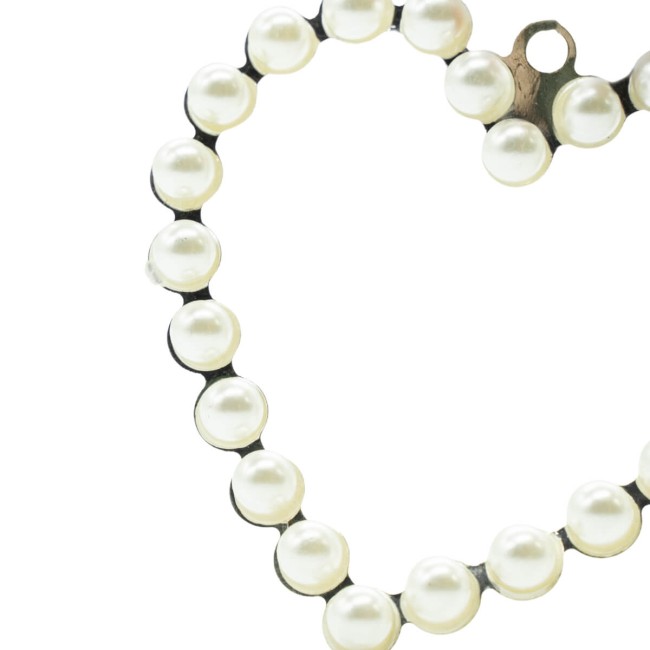Cuore con Perline Bianche da Appendere H.9 cm