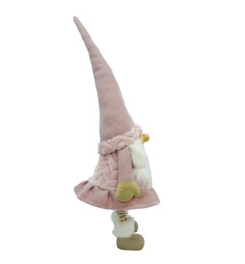 Gnomo di Natale in Piedi Rosa H.87 cm
