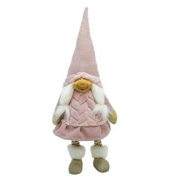Gnomo di Natale in Piedi Rosa H.87 cm