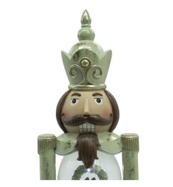 Schiaccianoci Natalizio in Resina con Sfera a Led H.33 cm