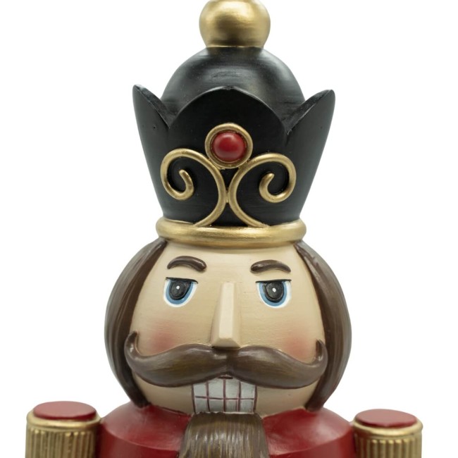 Schiaccianoci Natalizio in Resina con Sfera a Led H.33 cm