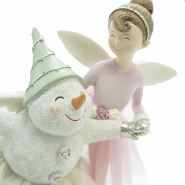 Fatina con Pupazzo di Neve in Resina H.22 cm