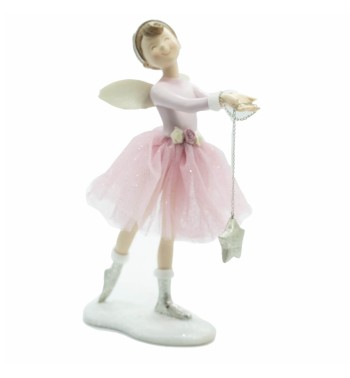 Fatina con Stella in Resina Rosa H.22 cm