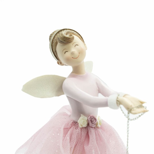 Fatina con Stella in Resina Rosa H.22 cm