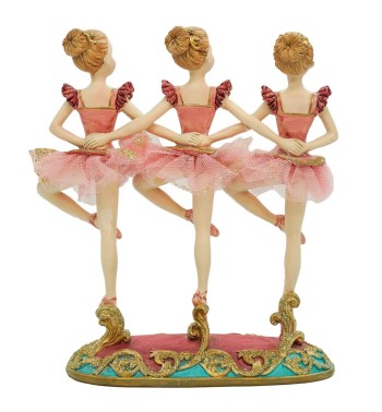 Tre Ballerine in Resina Rosa e Oro H.20 cm