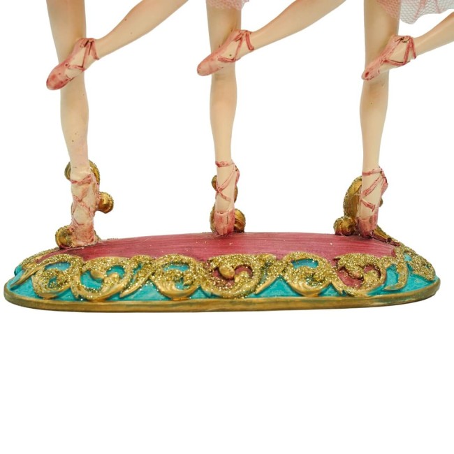 Tre Ballerine in Resina Rosa e Oro H.20 cm