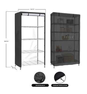 Copertura Impermeabile per Scaffale da Esterno 90x50xH.185 cm