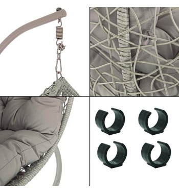 Poltrona Sospesa da Giardino con Struttura in Acciaio – Zaffiro Grey