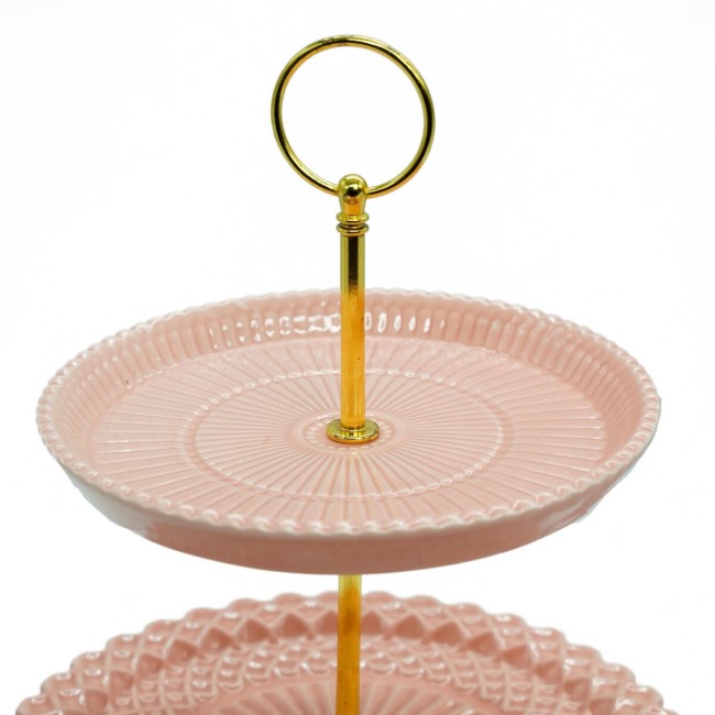 Alzatina Natalizia in Resina Rosa con 3 Piani H.35 cm