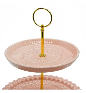 Alzatina Natalizia in Resina Rosa con 3 Piani H.35 cm