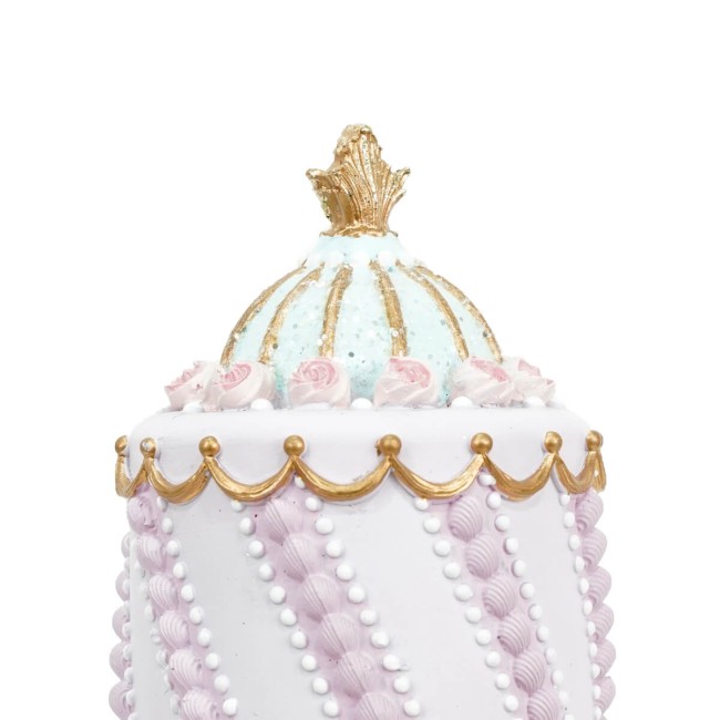 Torta con Alzatina Natalizia in Resina Rosa e Oro H.33 cm