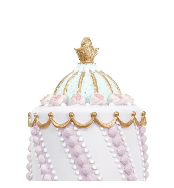 Torta con Alzatina Natalizia in Resina Rosa e Oro H.33 cm