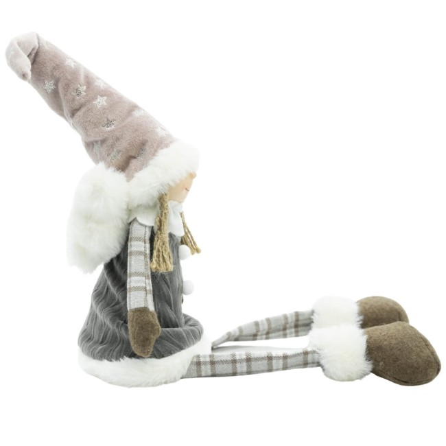 Bambolina Natalizia Seduta con Gambe Morbide H.54 cm